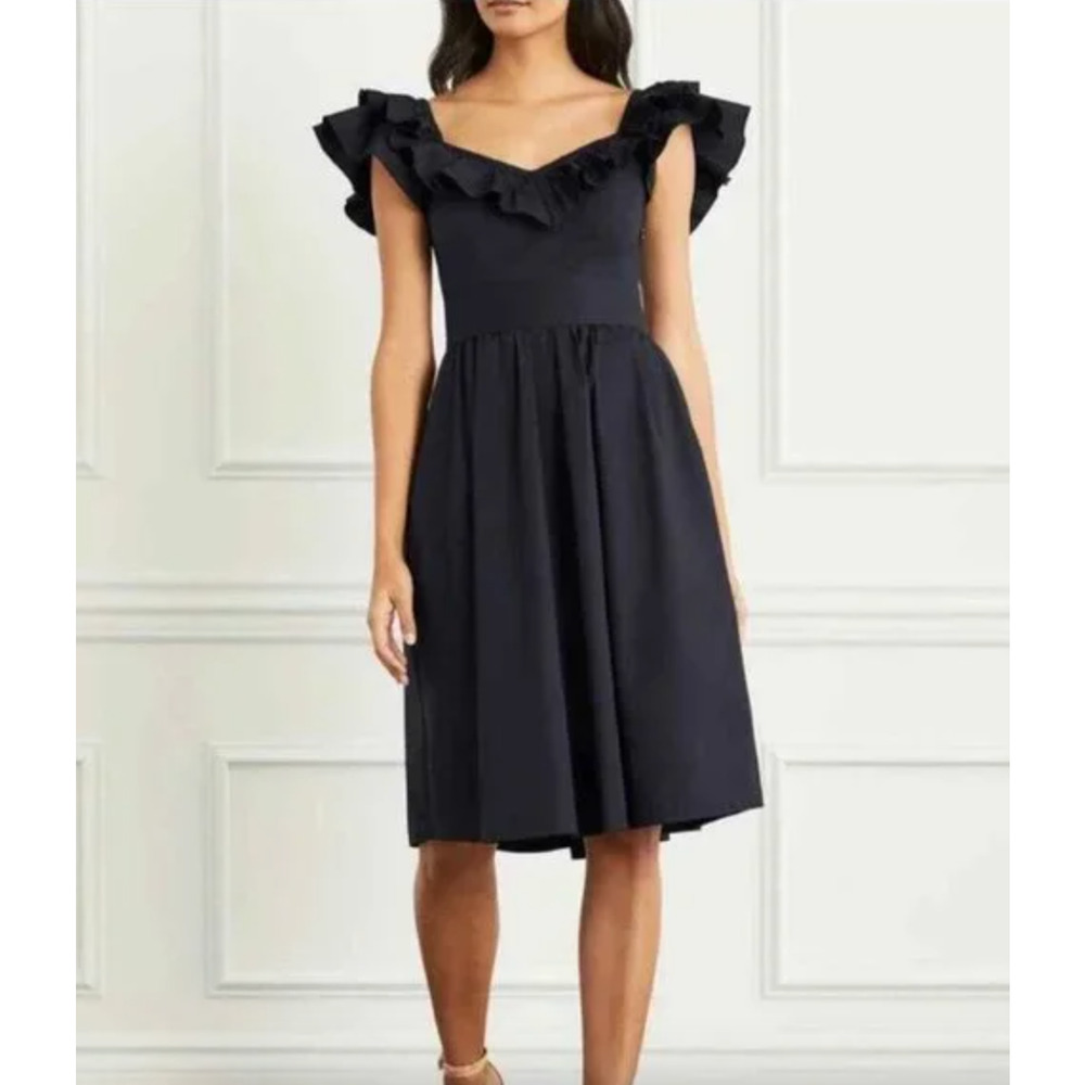 NWT Hill House Ava Dress XS Black Ruffle Smocked